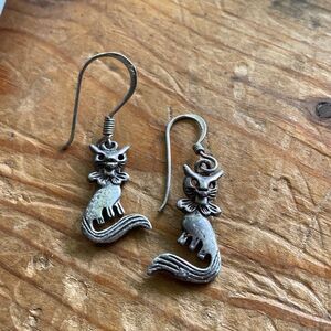 💛 Vintage 925 Fox Dangle Earrings